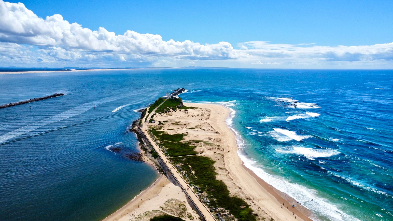 Aerial view of the Newcastle coastline and ocean